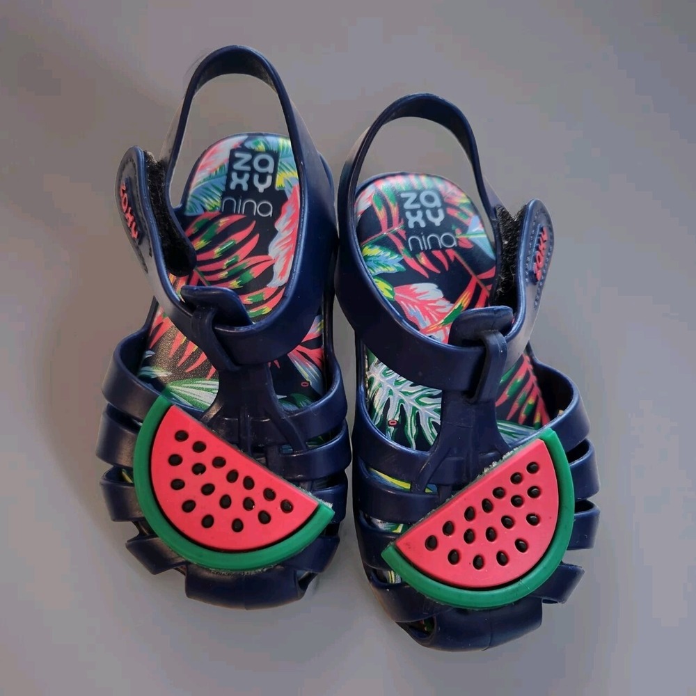 ZAXY Toddler Girls  Size 7c Navy Watermelon Shoe Sandals Scented Summer Snaps‎